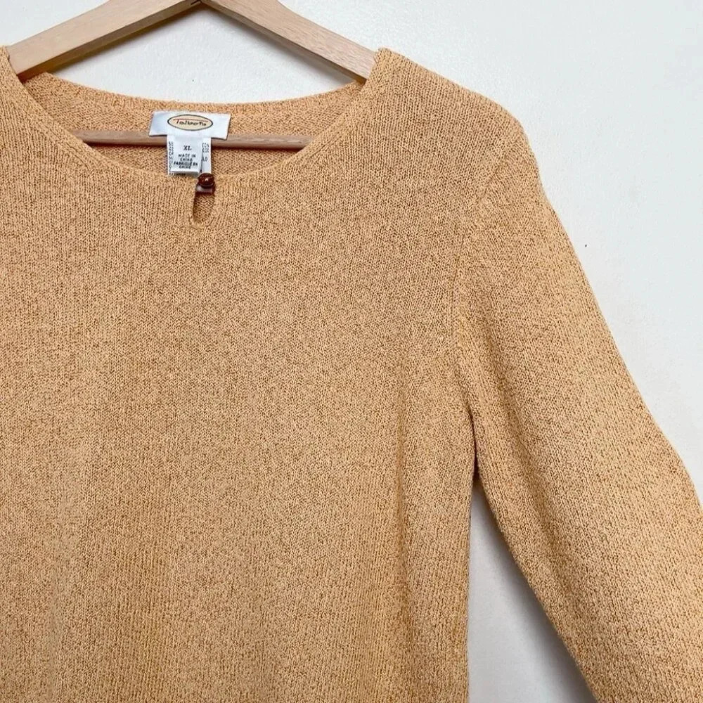 Talbots Womens XLarge Textured Keyhole Cotton Orange Knitted Sweater - Picture 6 of 15